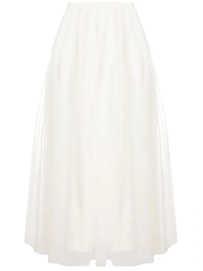 Brunello Cucinelli Layered Sequinned Tulle Skirt In White