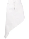 Mm6 Maison Margiela Asymmetric Cotton Denim Mini Skirt In White