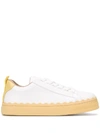 Chloé Chloe White And Yellow Lauren Sneakers In White