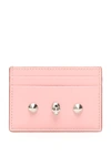 Alexander Mcqueen Skull Credit Card Holder In Pink,white