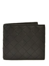 Bottega Veneta Intreciatto Woven Leather Bi-fold Wallet In 8984 Black