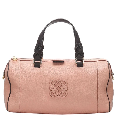 Pre-owned Loewe Pink Leather Boston Bag
