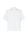 Prada Logo Patch Polo Shirt In Bianco