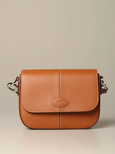 Tod's D Bag In Leather With Logo In Brick Red