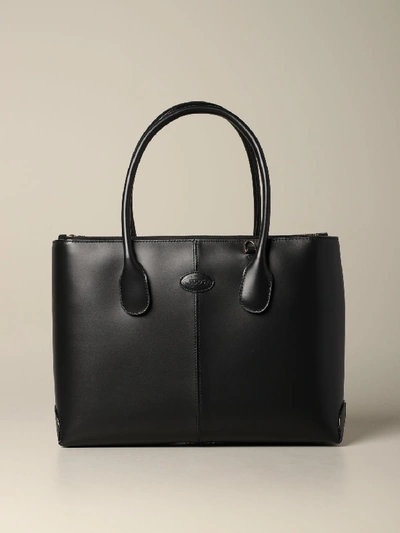 Tod's D Bag Medium Shopping Bag In Leather In Black