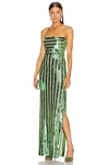 Galvan Stargaze Sequined Bandeau Gown In Jade