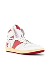 Rhude Man Sneakers Red Size 9 Leather In White Leather & Red