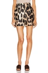 Ganni Leopard-print Linen And Silk-print Mini Shorts In Maxi Leopard