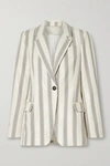 BRUNELLO CUCINELLI SEQUINED STRIPED COTTON-BLEND POPLIN BLAZER