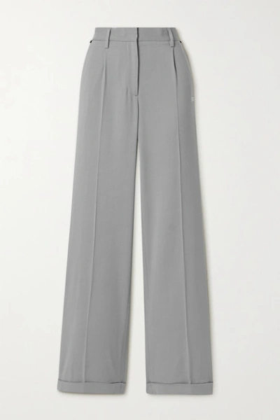 Off-white Printed Grain De Poudre Straight-leg Pants In Gray
