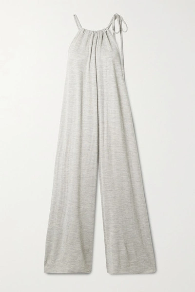 Lauren Manoogian Draw 大廓形缩褶竹纤维、美利奴羊毛真丝混纺连身裤 In Gray