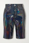 WE11 DONE IRIDESCENT FAUX PATENT-LEATHER SHORTS