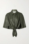 OFF-WHITE TIE-FRONT LEATHER SHIRT