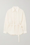 LE 17 SEPTEMBRE BELTED MÉLANGE LINEN-BLEND GAUZE SHIRT