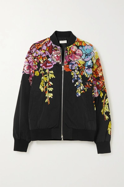 Dries Van Noten Oversized Sequin-embellished Shell Bomber Jacket In Black