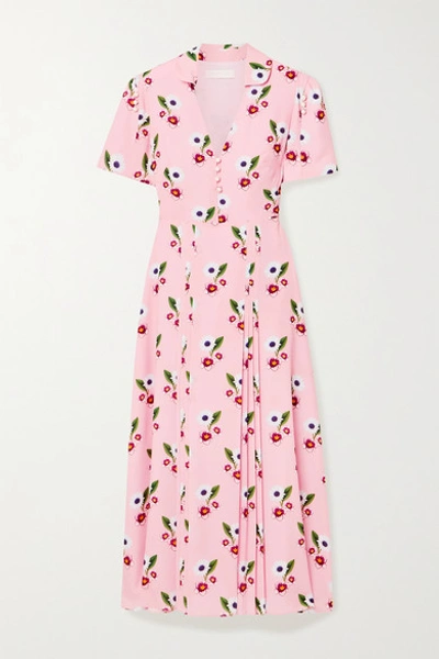Borgo De Nor Adelaide Floral-print Crepe De Chine Dress In Pink