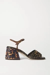 FENDI LOGO-EMBELLISHED QUILTED CANVAS-JACQUARD SANDALS