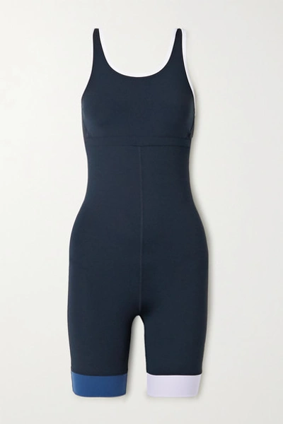 The Upside Joni Color-block Stretch Playsuit In Blue