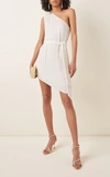Retroféte Ella One-shoulder Velvet-trimmed Sequined Chiffon Mini Dress In White