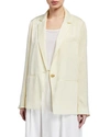 Vince Oversized Crepe De Chine Blazer In Sun Creme