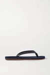 LORO PIANA MY LP TOPSTITCHED LEATHER-TRIMMED SUEDE FLIP FLOPS