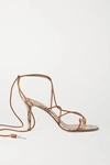 ISABEL MARANT ASKEE SUEDE AND SNAKE-EFFECT LEATHER SANDALS