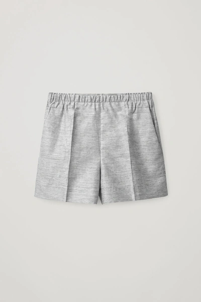 Cos Linen-mix Shorts In Grey