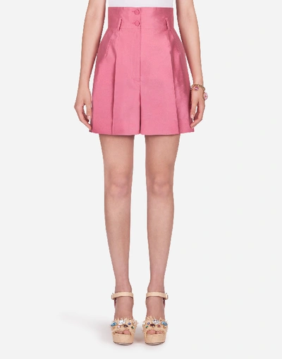 Dolce & Gabbana High-waisted Shantung Shorts In Pink
