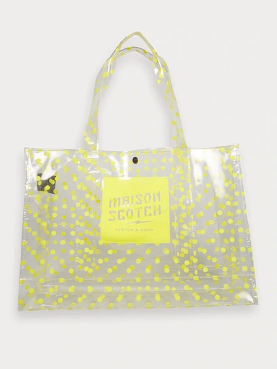 Scotch & Soda Clear Printed Tote In Yellow