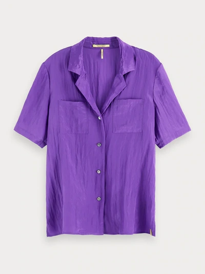 Scotch & Soda Short Sleeved Hawaii Shirt In Purple