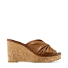 Jimmy Choo Women's Narisa Leather Platform Wedge Mules In Brown