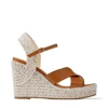 Jimmy Choo Dellena 100 Leather Espadrille Wedge Sandals In Cuoio/cuoio Mix