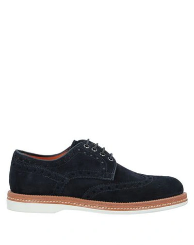 Santoni Lace-up Shoes In Dark Blue