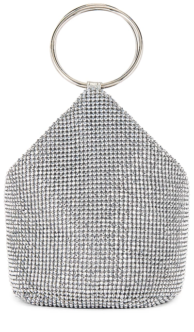Olga Berg Ellie Crystal Mesh Ring Handle Bag In Silver