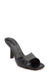 Schutz Posseni Mock-croc Slide Mule High-heel Sandals In Black Leather