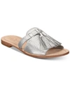 Kate Spade New York Women's Coby Metallic Leather Tassel Slide Sandals In Silver