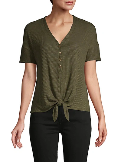 Matty M Tie-front Knit Top In Heather Grey