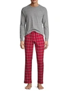 Ugg Men's Grant Plaid Pajama Set In Chili Pepper/ Grey Heather