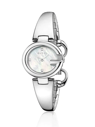 Gucci Ssima Diamond & Stainless Steel Bangle Watch