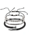 Eye Candy La Solomun 3-piece Stainless Steel & Leather Bracelets