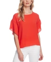 Vince Camuto Crochet Detail Tulip Sleeve Georgette Blouse In Bright Ladybug