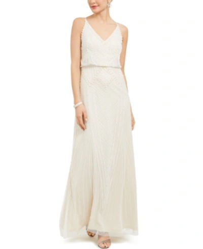 Adrianna Papell Embellished Blouson Gown In Ivory