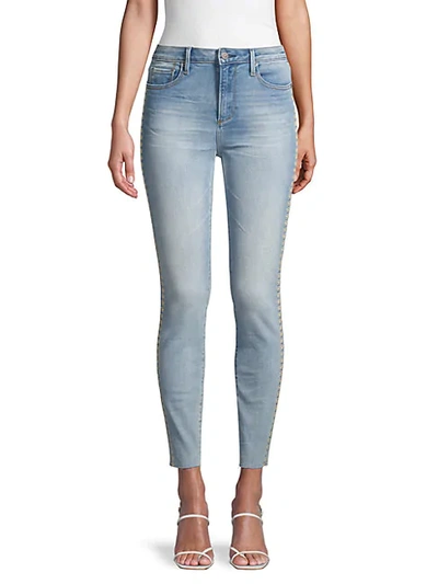 Driftwood Jackie High-rise Floral-embroidered Jeans In Light Wash