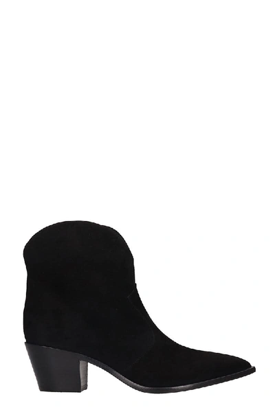 The Seller Low Heels Ankle Boots In Black Suede