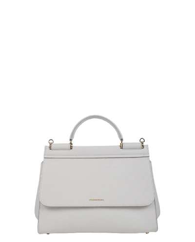 Dolce & Gabbana White Soft Sicily Bag M In Bianco