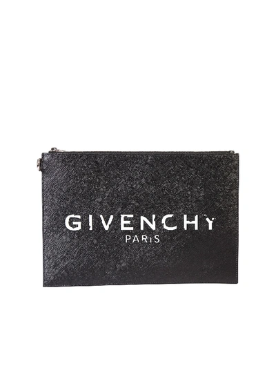 Givenchy Logo Print Clutch In Black