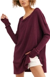 Free People North Shore Thermal Knit Tunic Top In Wine