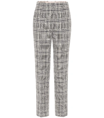 Gucci Checked Wool-blend Straight-leg Trousers In Blue