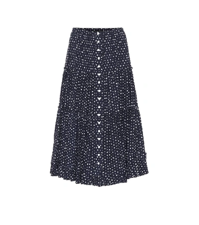 Marc Jacobs The Polka Dot Midi Prairie Skirt In Navy