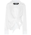 Jacquemus La Chemise Bahia Knotted Cotton Shirt In White